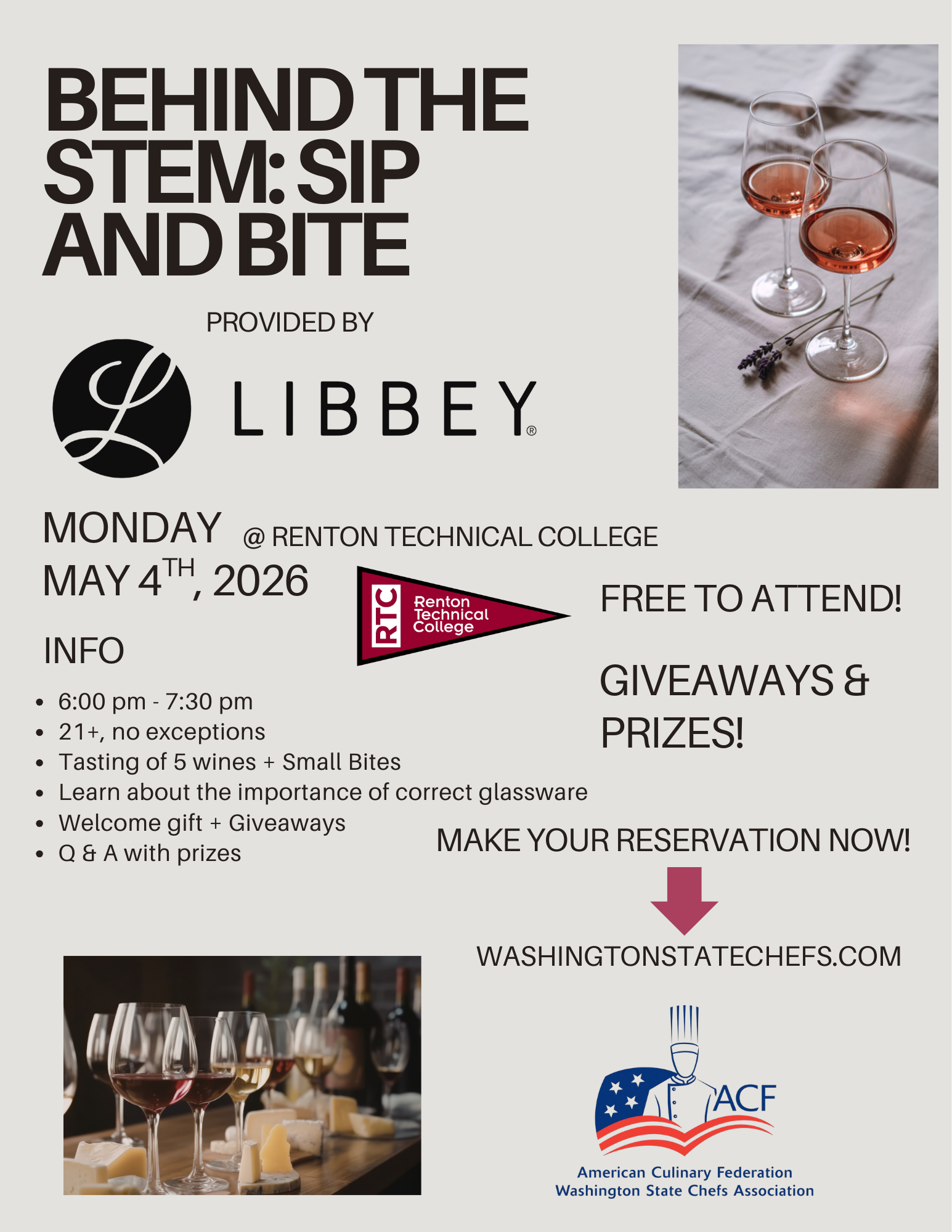 Behind the Stem: Sip and Bite - Event Flyer